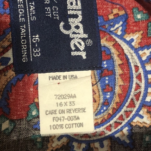 VTG Wrangler Western Shirt Men X-Long Tails M 16-33 Blue Paisley Rockabilly USA - Picture 13 of 14